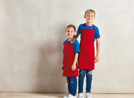 [PR145] Premier - Tablier Enfant 3/6 ans à bavette imperméable "Essential" rouge ou bleu roi